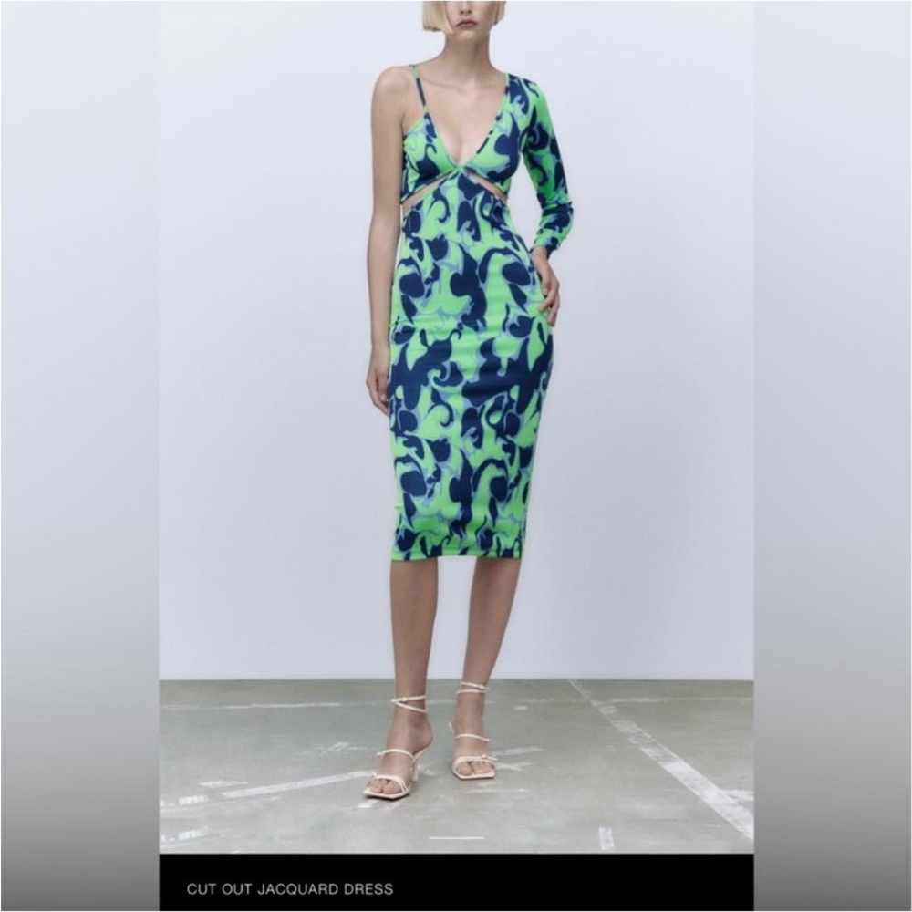 Zara cut out Jacquard bodycon dress size XS-S